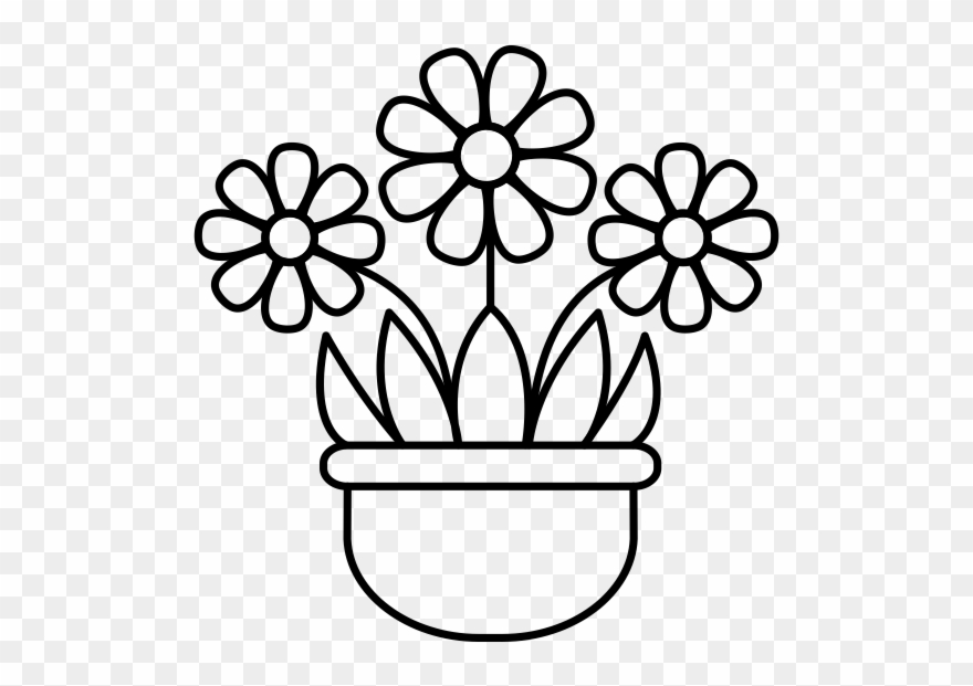 Flower Pot Rubber Stamp Clipart