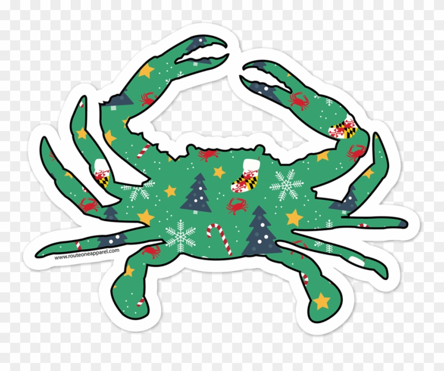 Maryland Stocking & Candy Cane Holiday Crab / Sticker Clipart