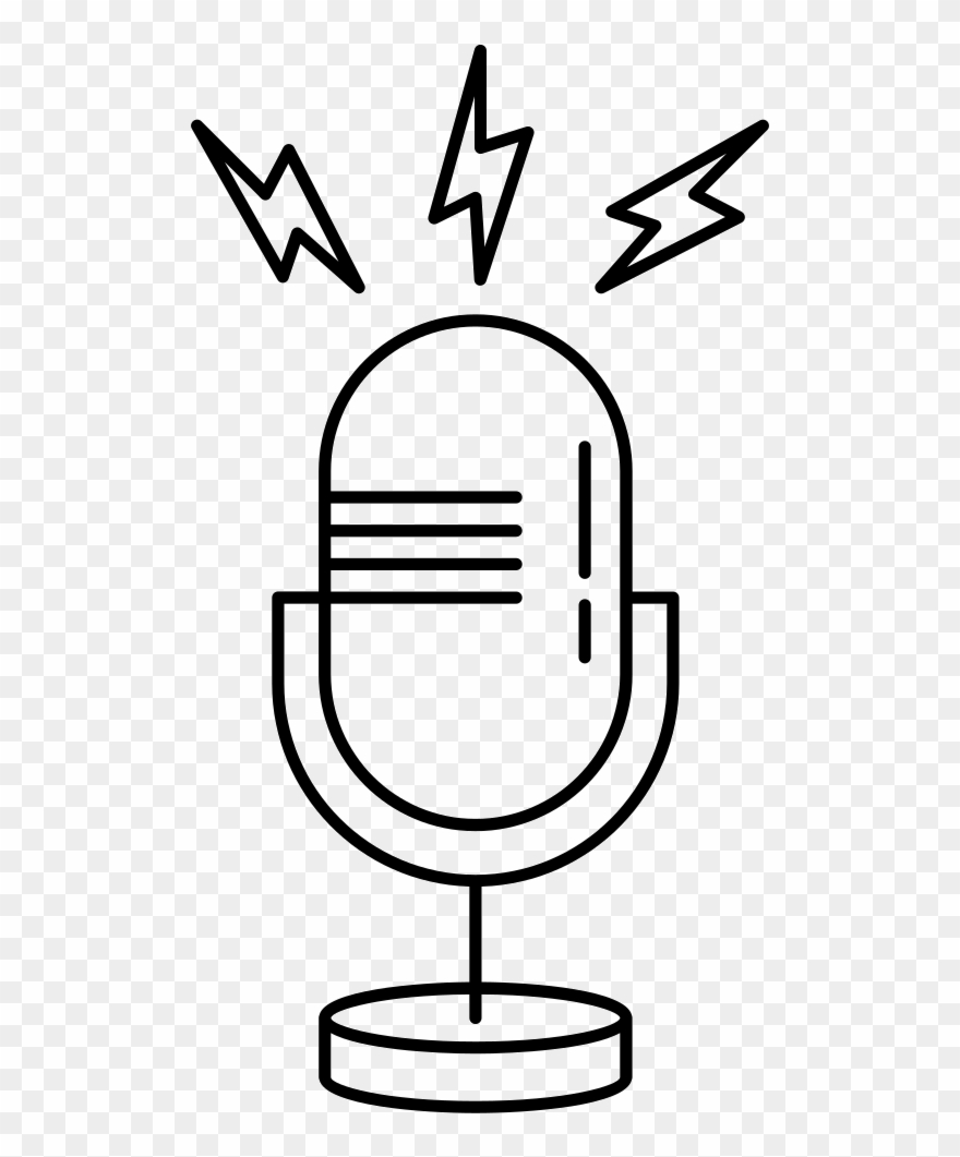 Microphone Outline With Opened Line Comments Clipart
