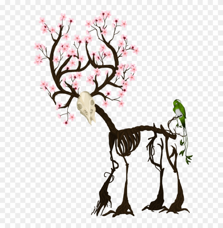 Skeletal Deer, Brush Strokes, Photoshop Clipart