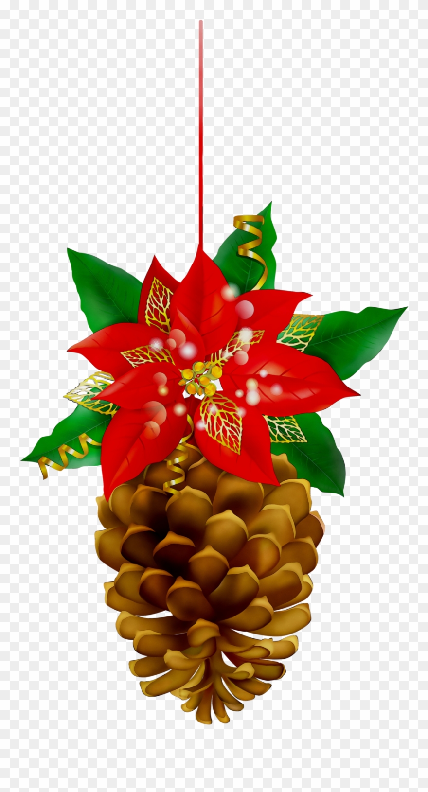 Christmas Pinecone Clipart Christmas Day Poinsettia - Png Download