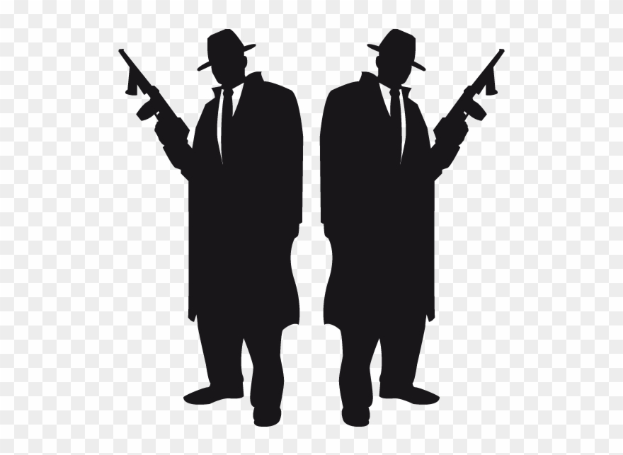 Gangster Silhouettes Standing Together Clipart