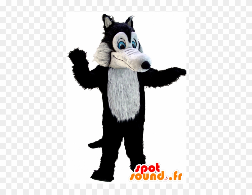 Mascot Black And Gray Wolf, While Hairy, Blue Eyed Clipart