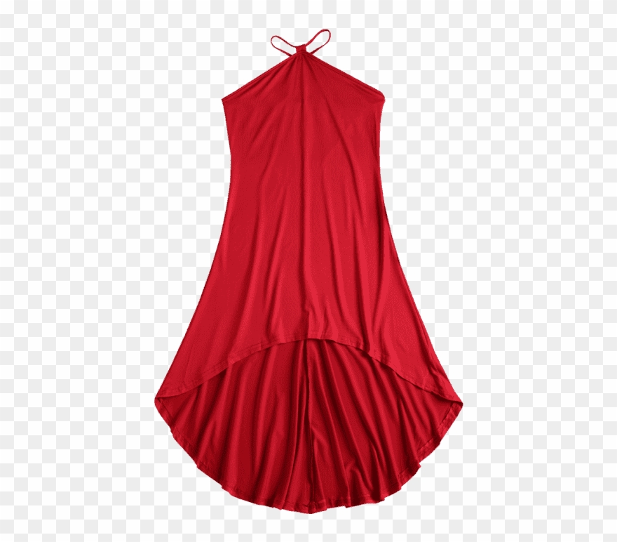V Strap High Low Slip Dress Red Clipart