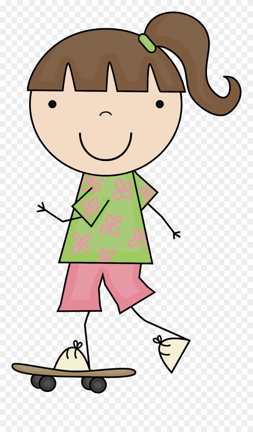 Girl On Skateboard Clipart