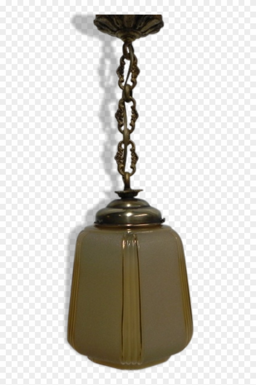 Art Deco Lamp Hanging On Beige Glass With Ball Chain Clipart