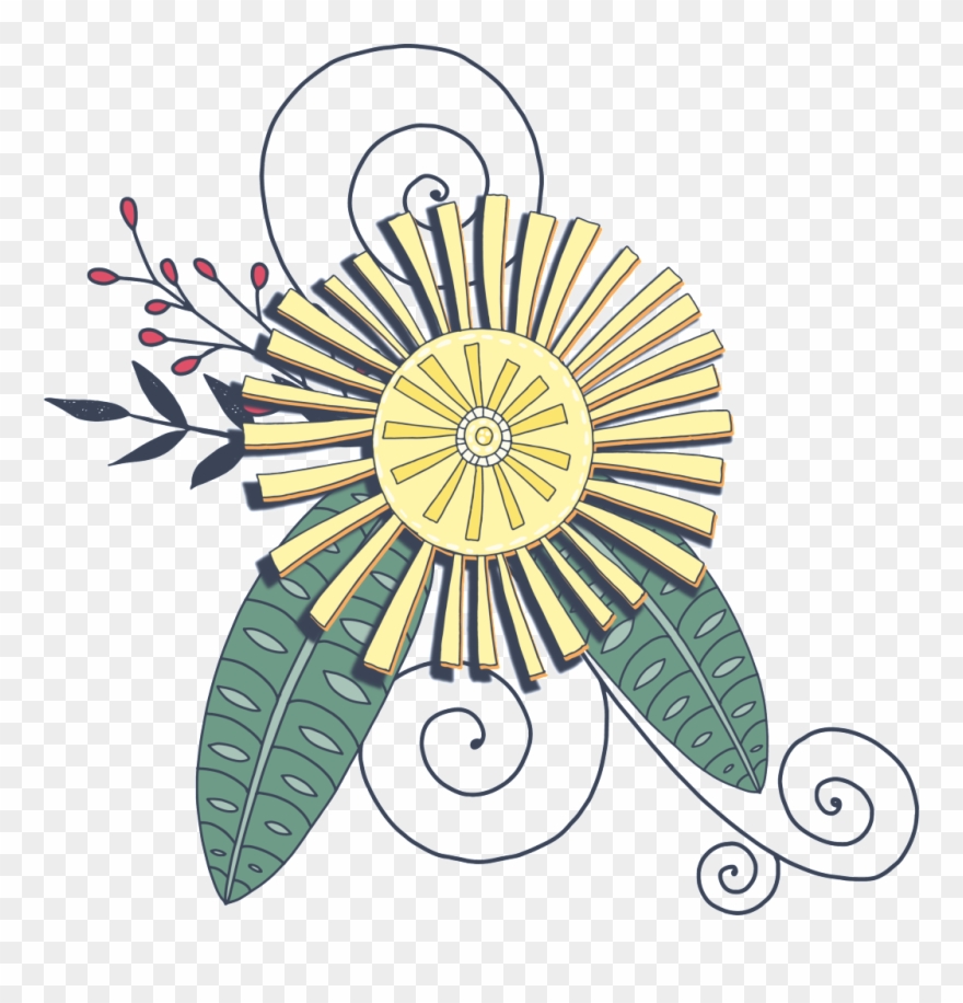 Hand Painted Yellow Linear Flower Png Transparent Clipart
