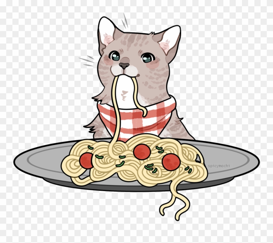 Image Result For Dog And Cat Eating Spaghetti Clipart - Png Download
