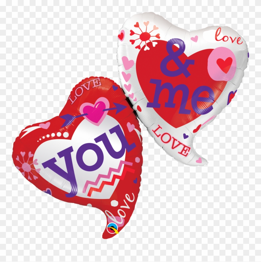You & Me Two Hearts Balloon Clipart