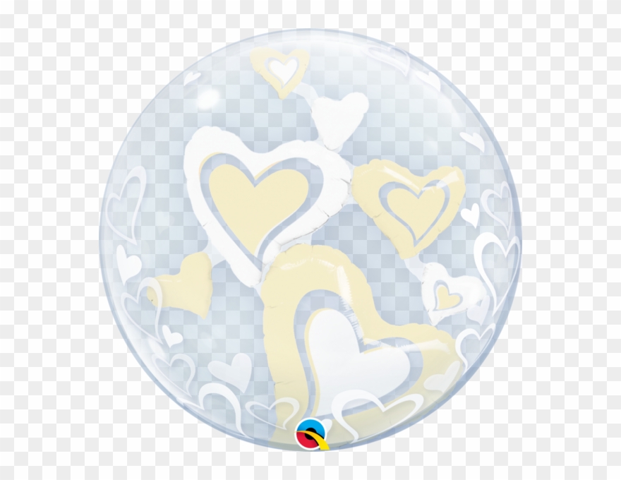 White & Ivory Floating Hearts Bubble Balloon Clipart