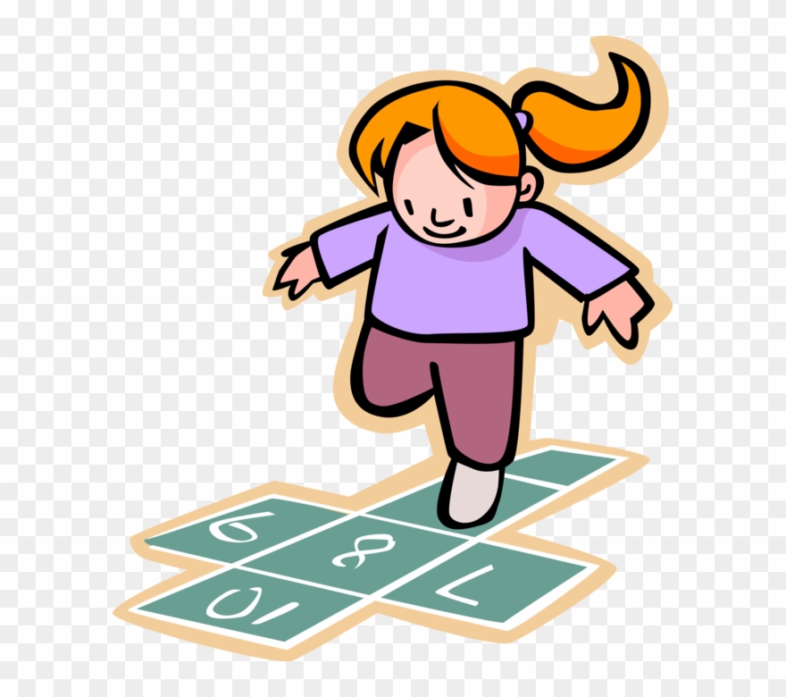 Clip Art Freeuse Download Girl Plays Hopscotch At Recess - Png Download