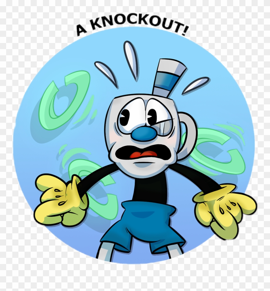 Mugman Cuphead Scared Emoticon Blue Logo Clipart