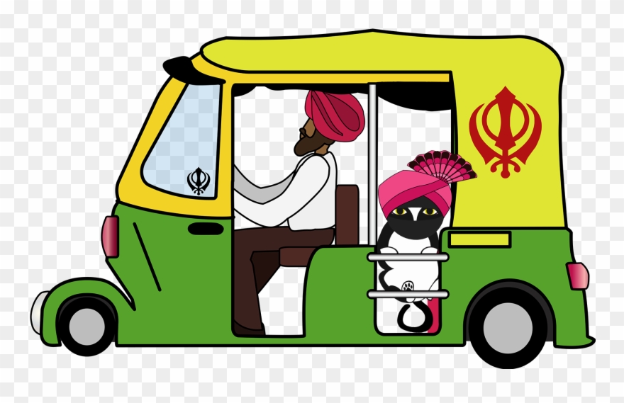 Ninjacat Takes A Ride In An Auto-rickshaw But Has A Clipart