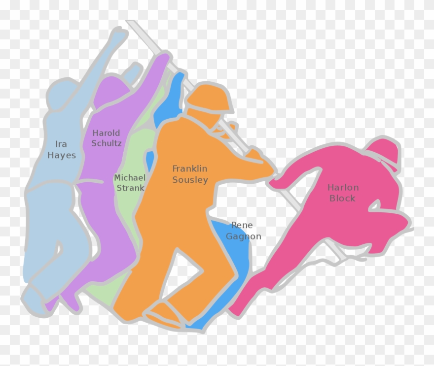 Raising The Flag Outline Clipart