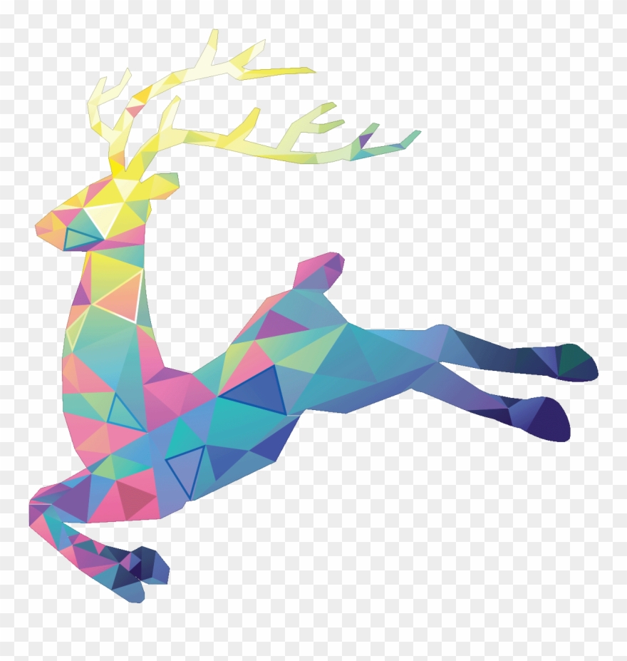 Sticker Noel Cerf Origami Ambiance Sticker Col Sand Clipart