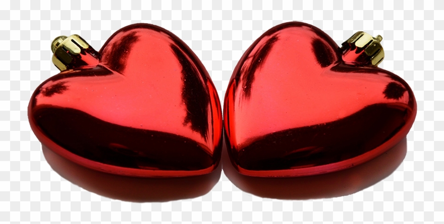 Two Red Christmas Heart Decorations Clipart