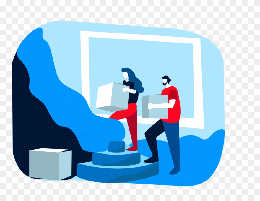 Moving Character Up Box Steps Red Blue Graphic Moving Clipart