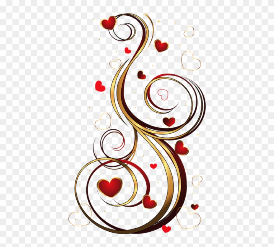 Download Transparent Red And Gold Hearts Ornament Png Clipart