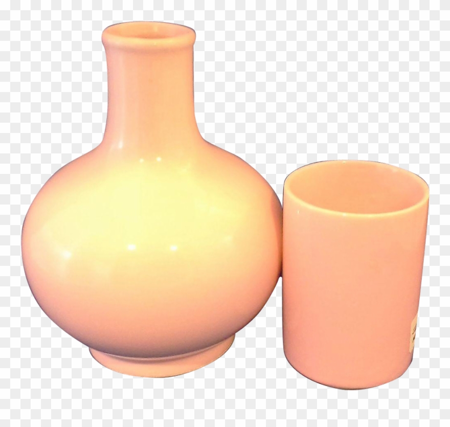 Japan Pink Glazed Pottery Tumble Up Carafe Tumbler Clipart