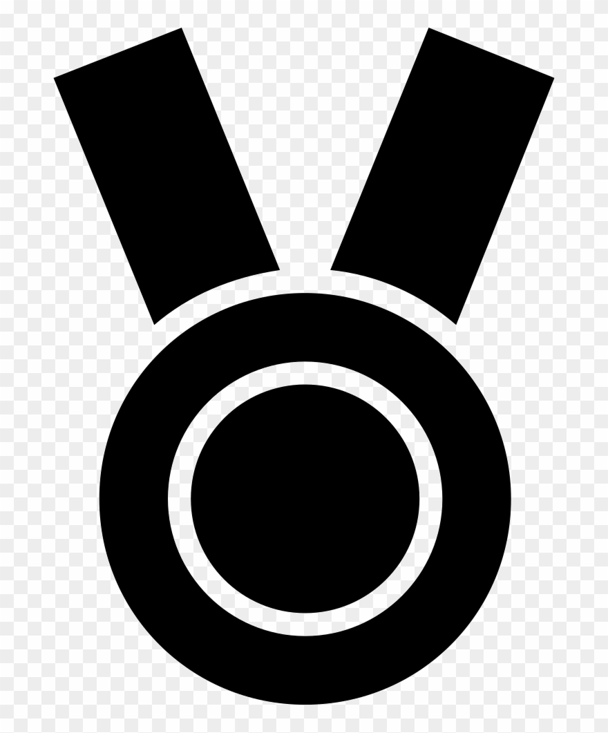 Medal Black Circular Sportive Object Symbol With Ribbon Clipart