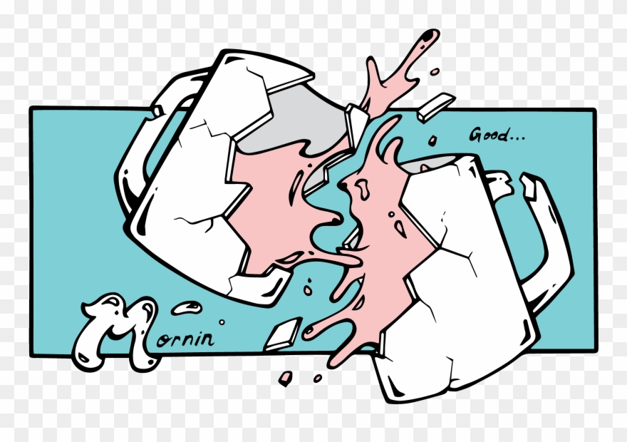 Coffee Cup Art Aqua And Pink Clipart