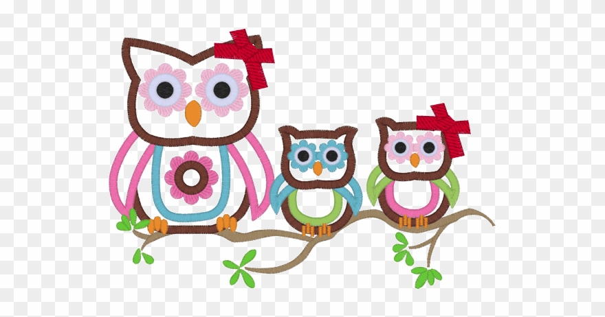 Owl Mommy, Brother & Sister Owl Applique Clipart