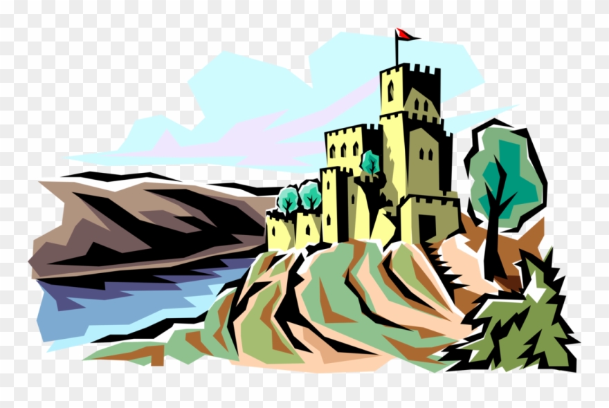 Vector Illustration Of Medieval Castle Fortification Clipart