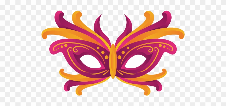 Stickers Masque Carnaval Rouge Orange Clipart