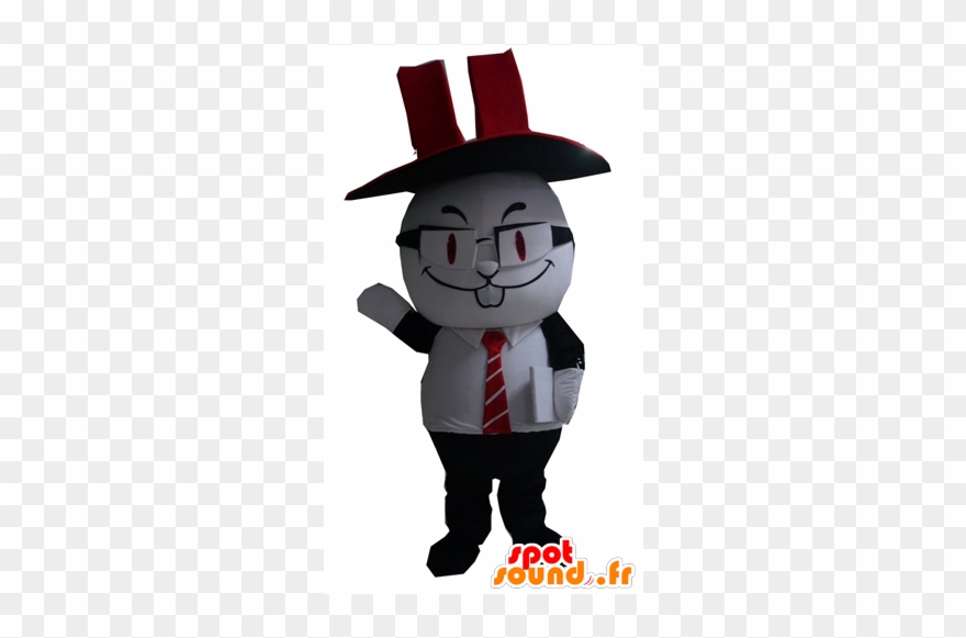 Black And White Rabbit Mascot, With A Top Hat Clipart
