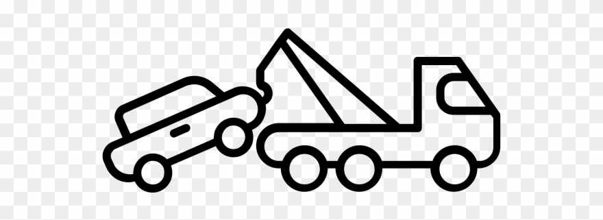Tow Truck Clip Art Black And White - Png Download