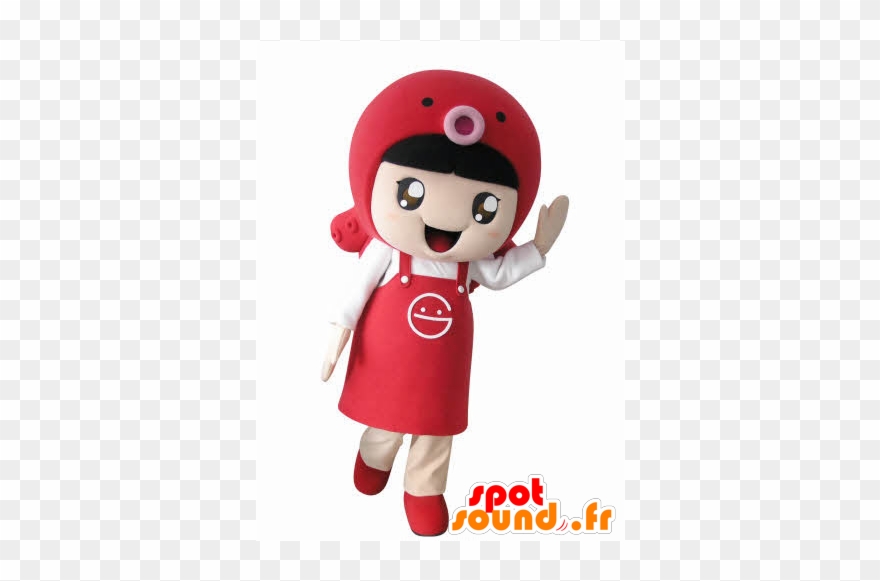 Menina Mascote Com Um Avental E Um Peixe Clipart