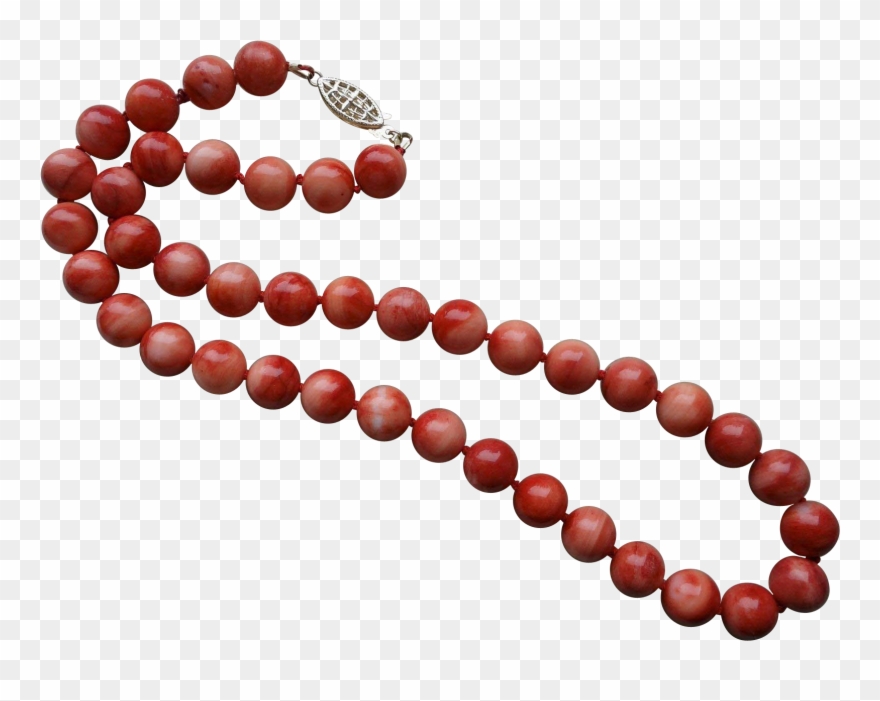 Antique Victorian 1900's Red Pink Momo Coral Necklace Clipart