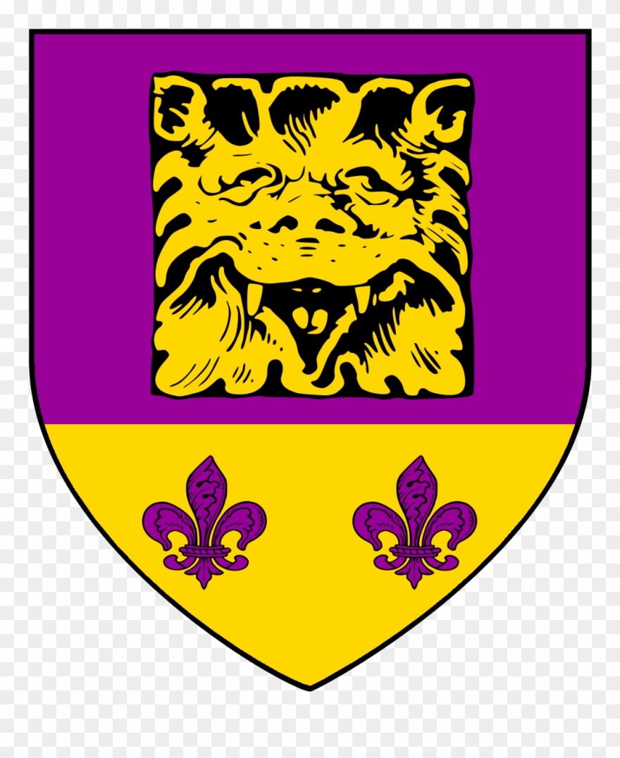 Field Purpure Gargoyle Face Or, Two Fleur De Lis Purpure Clipart