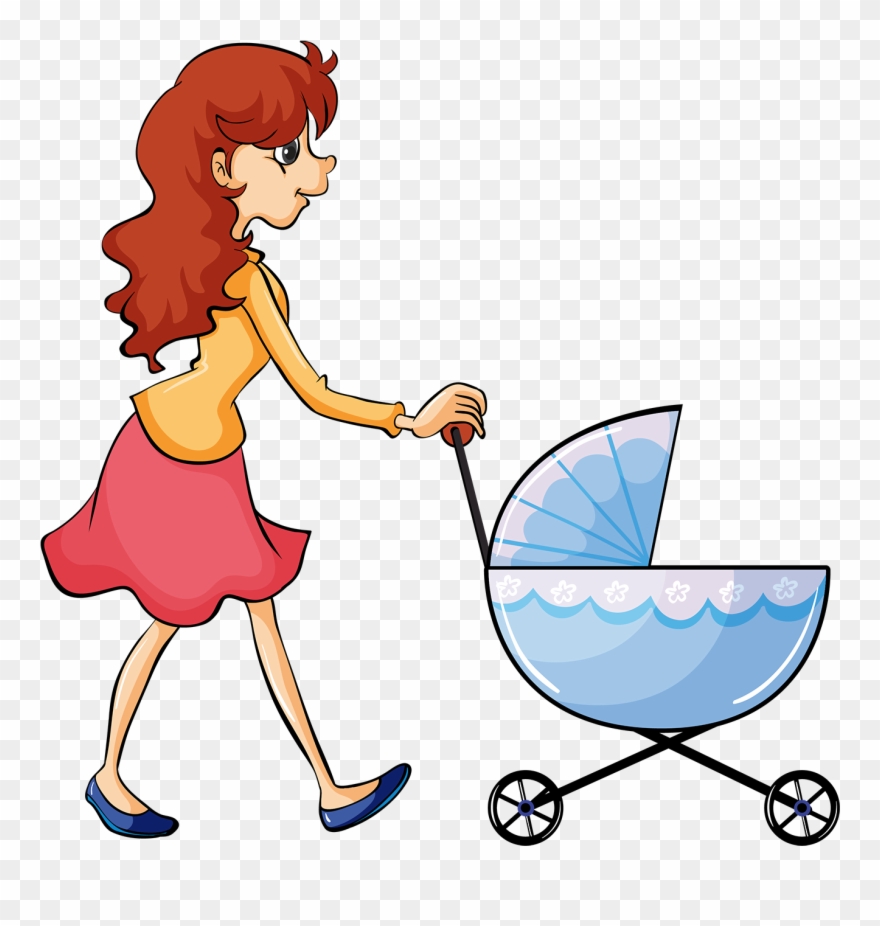 图片卡通手绘> 【png】 推着婴儿车的超级奶妈 1500 X Clipart