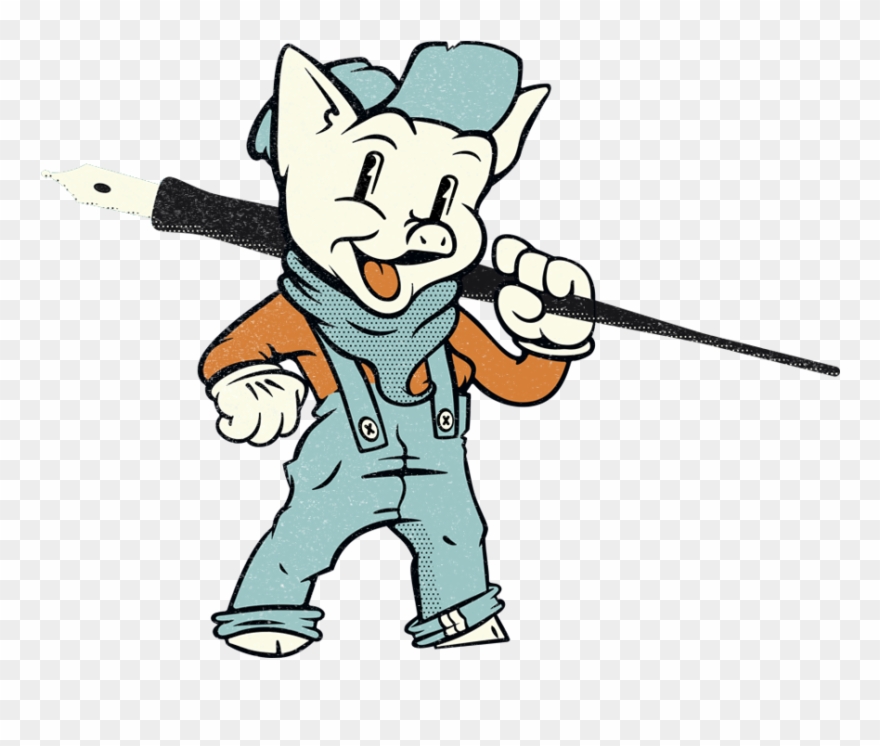 Brick Illustration, Retro Illustration, Pig Mascot, Clipart
