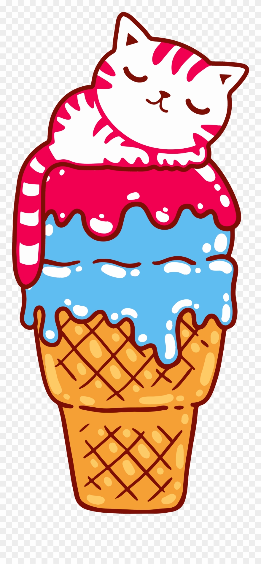 Cat Ice Cream Cone Artwork Clipart