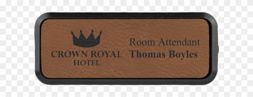 Leatherette Name Badges In Black Plastic Frames Clipart