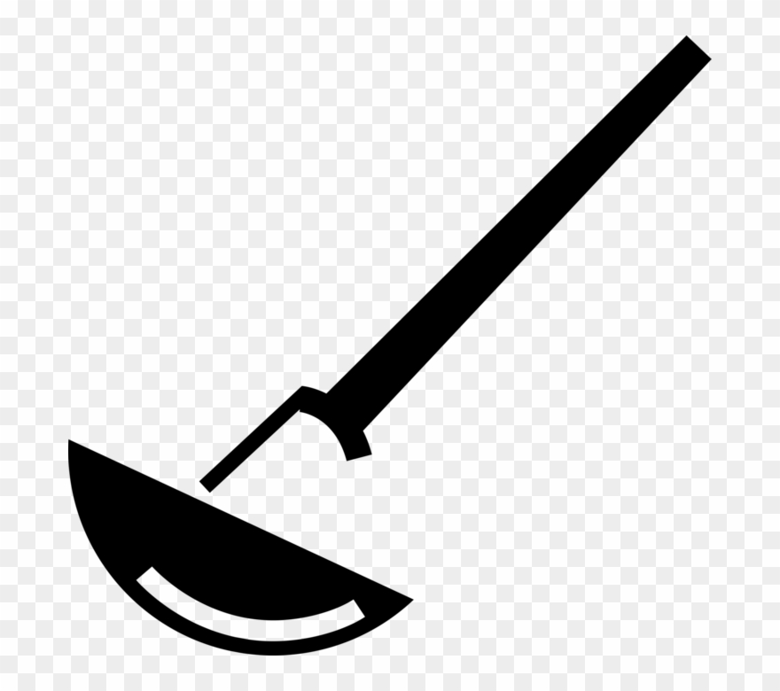 Vector Illustration Of Garden Hoe Breaks The Surface Clipart