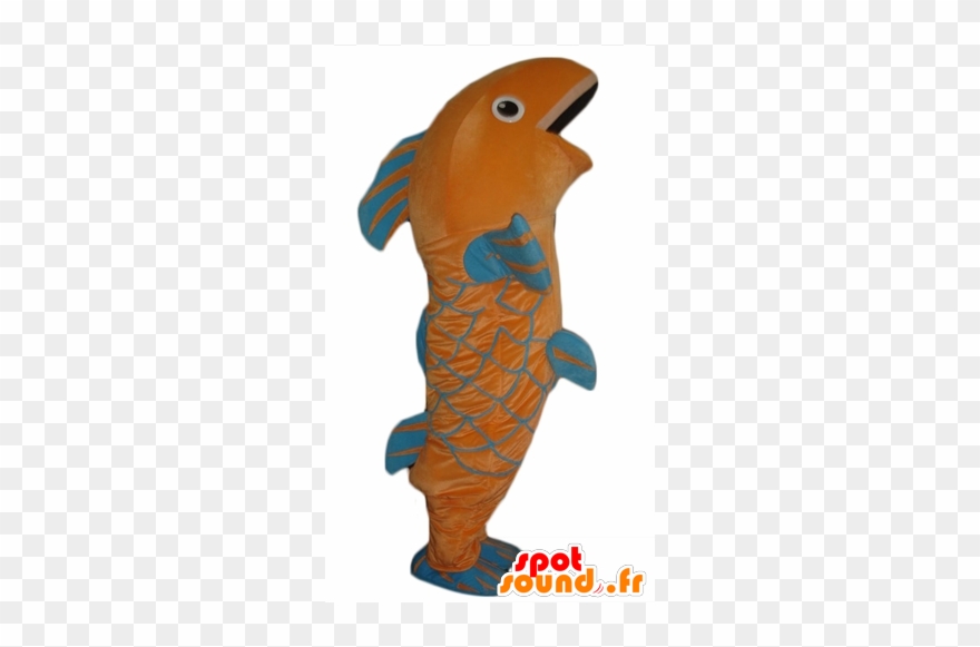 Gigante Mascote Peixe, Laranja E Azul Clipart
