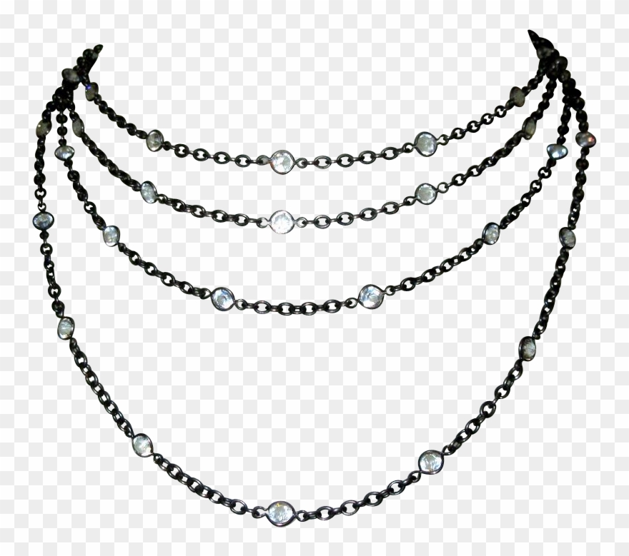 Clip Art Free Download Gunmetal Crystal Chain Necklace - Png Download
