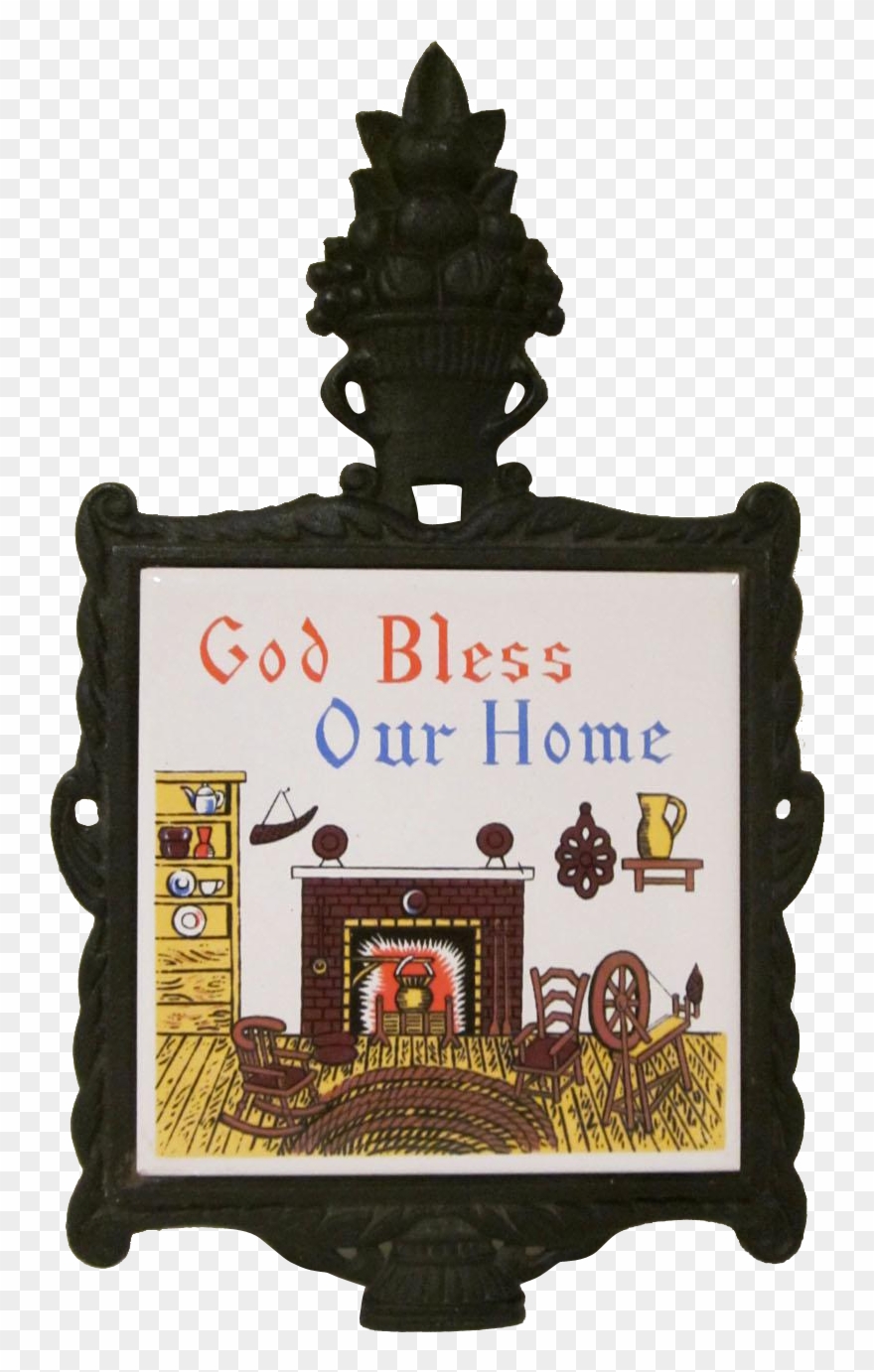 Mid Century Modern God Bless Our Home Cast Iron And Clipart