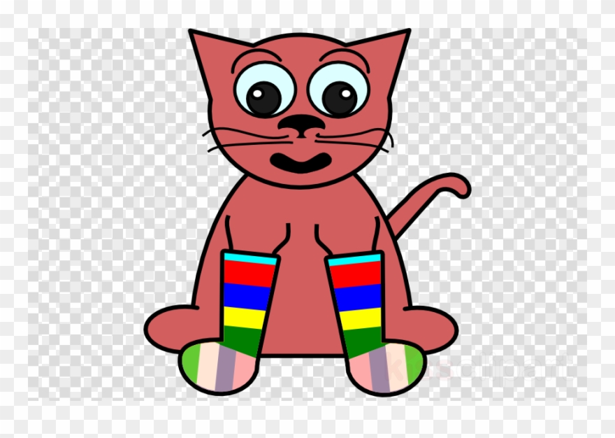 Cat With Socks Cartoon Clipart Cat Kitten Clip Art - Png Download