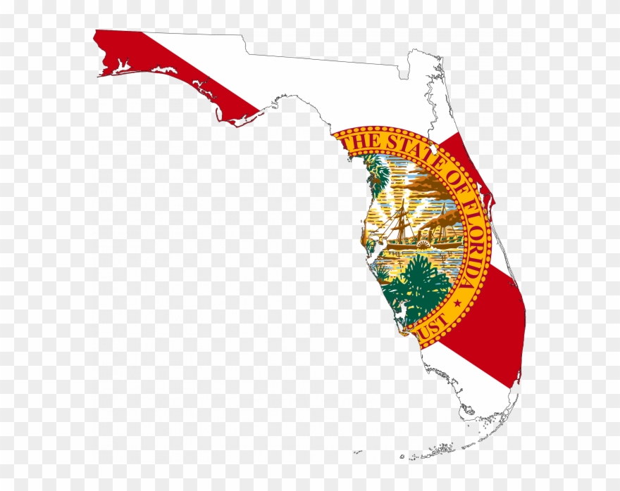 Map Of Florida With State Of Florida Seal Coloring Clipart