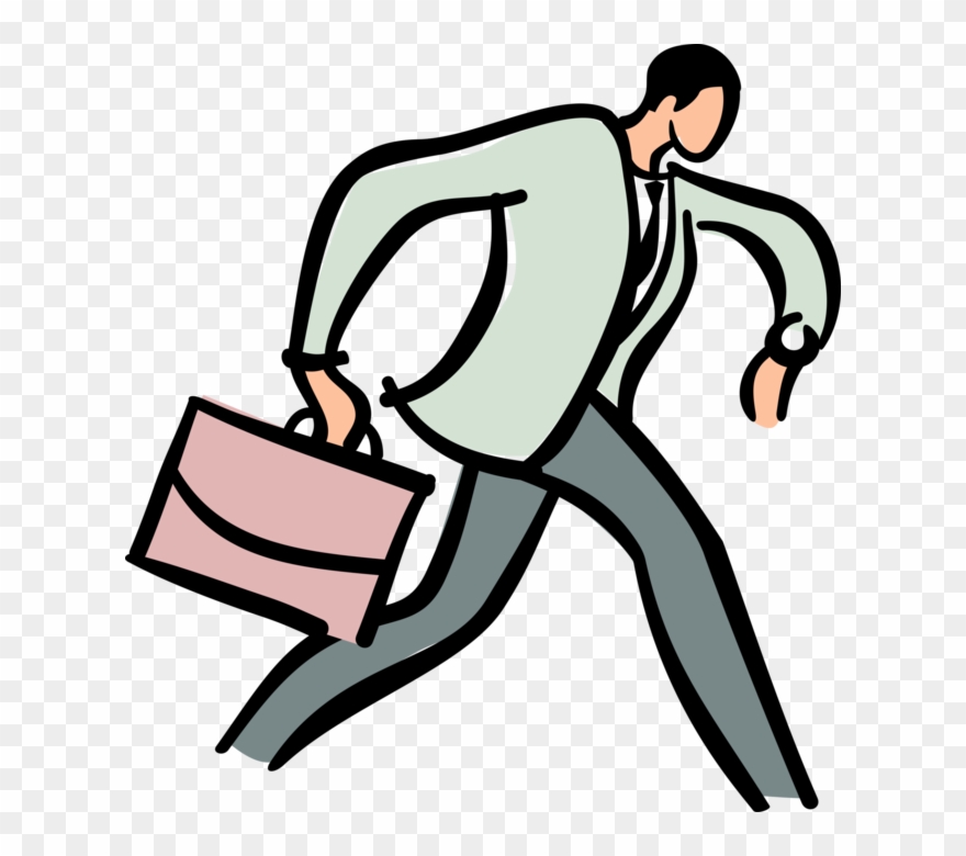 Vector Illustration Of Businessman Running Late For Clipart