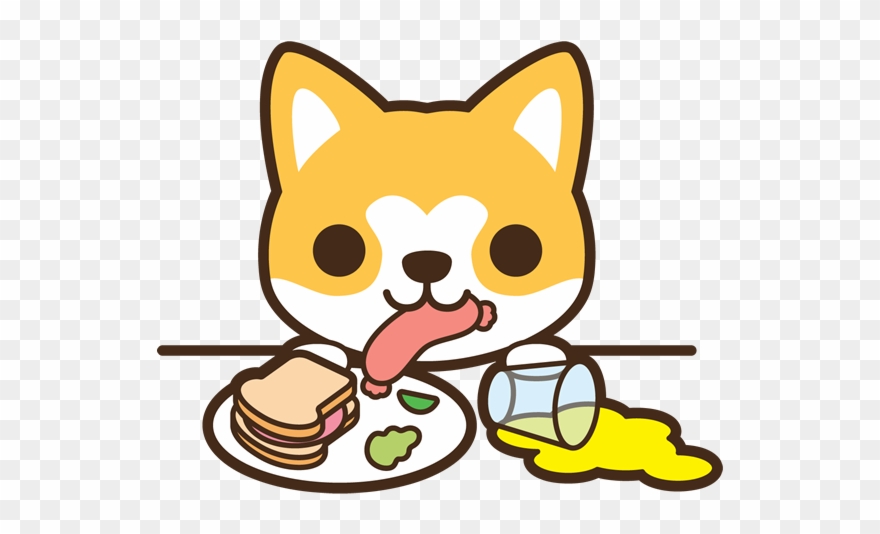 Dog Eating Food Off Table Clipart