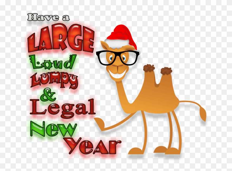 Cartoon Camel Wearing Glasses And A Santa Hat Pointing Clipart