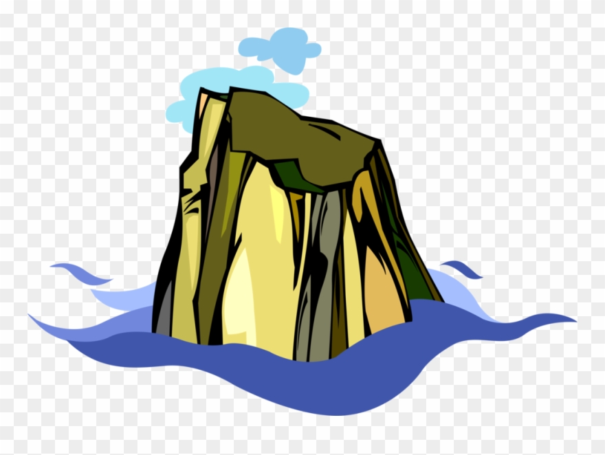 Vector Illustration Of Emergent Land Island Surrounded Clipart