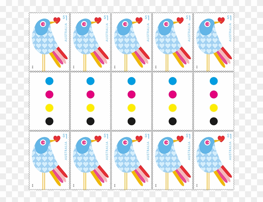 Gutter Strip 10 X $1 With Love, Bird Stamps Clipart