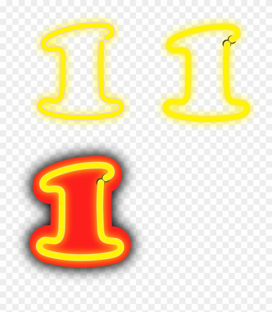 Yellow, Light, Neon, Number, Numbers, Numerals Numre, Clipart
