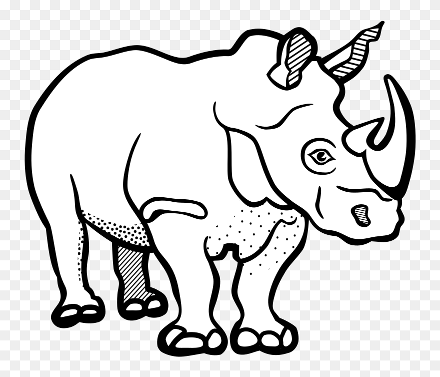 Rhinoceros Drawing Line Art Black And White Color - Clip Art Black And White Rhino - Png Download